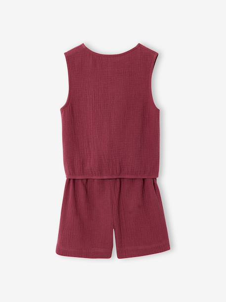 Girls' cotton muslin short set terracotta - vertbaudet enfant 