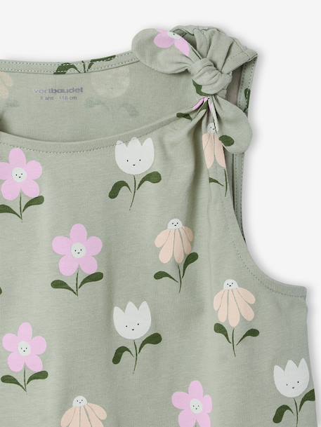Sleeveless t-shirt for girls ecru+sage green - vertbaudet enfant 
