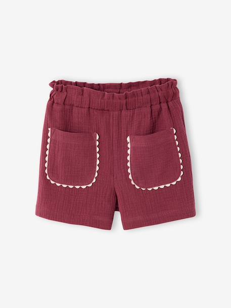 Girls' cotton muslin short set terracotta - vertbaudet enfant 