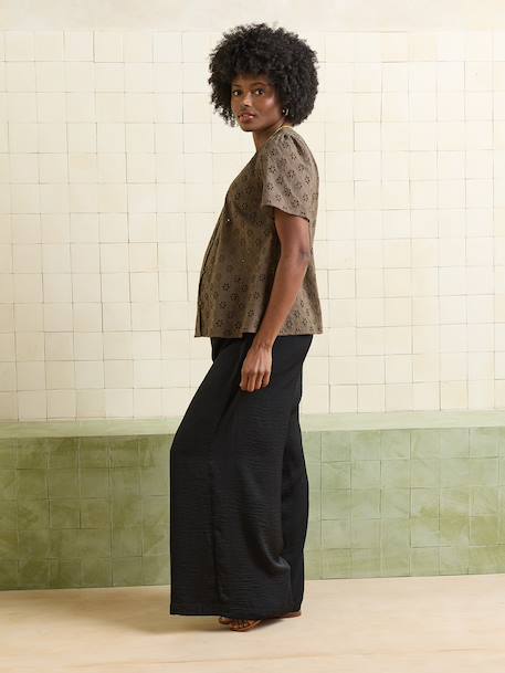 Wide-Leg, Loose-Fitting Trousers for Maternity black+denim blue+olive - vertbaudet enfant 