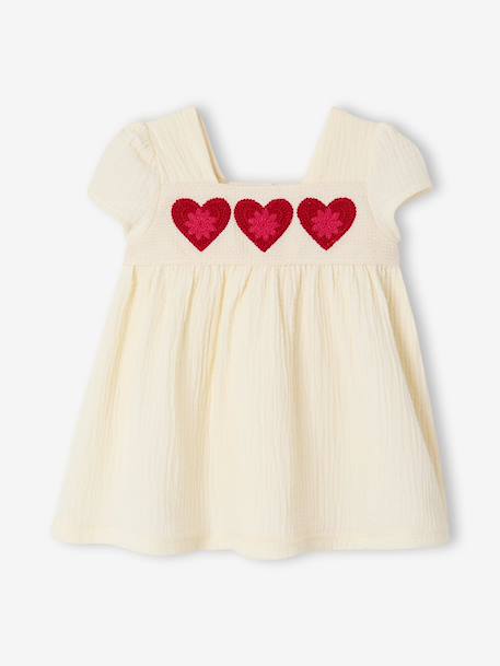 Crochet heart baby girl's dress ecru - vertbaudet enfant 
