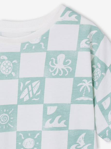 Short-sleeved T-shirt aqua green+white - vertbaudet enfant 