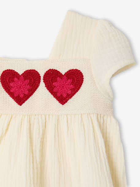 Crochet heart baby girl's dress ecru - vertbaudet enfant 