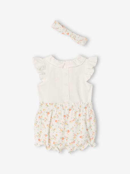 Bodysuit, short and band for head accessories for hair set ecru - vertbaudet enfant 