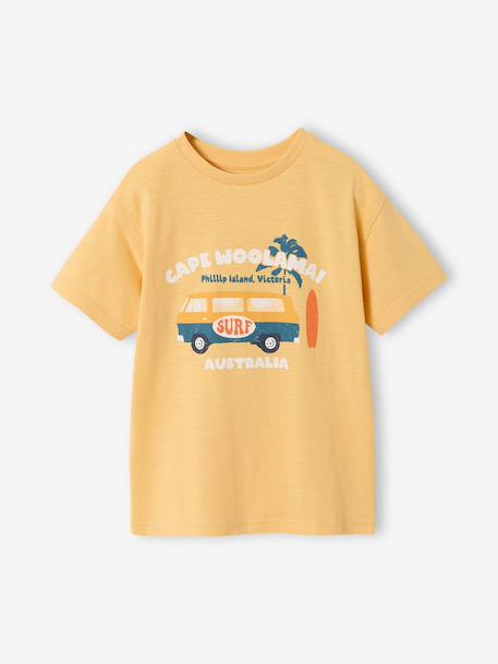 Boy's short-sleeved t-shirt anthracite+sky blue+yellow - vertbaudet enfant 