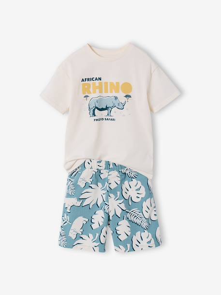 Cotton t-shirt and short set for boys ecru - vertbaudet enfant 