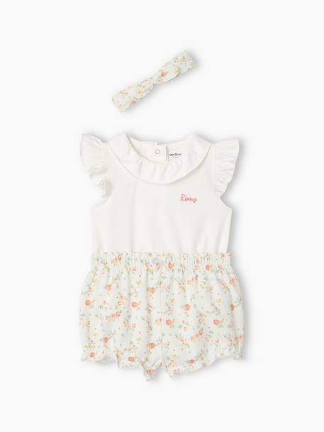 Bodysuit, short and band for head accessories for hair set ecru - vertbaudet enfant 