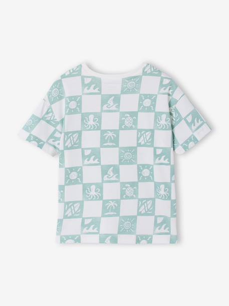 Short-sleeved T-shirt aqua green+white - vertbaudet enfant 