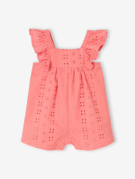 Girl's playsuit with embroidery electric blue+sweet pink - vertbaudet enfant 