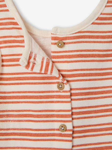 Striped baby playsuit ecru - vertbaudet enfant 