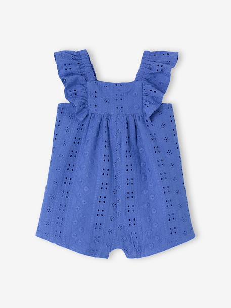 Girl's playsuit with embroidery electric blue+sweet pink - vertbaudet enfant 