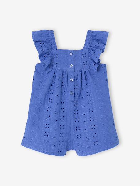 Girl's playsuit with embroidery electric blue+sweet pink - vertbaudet enfant 