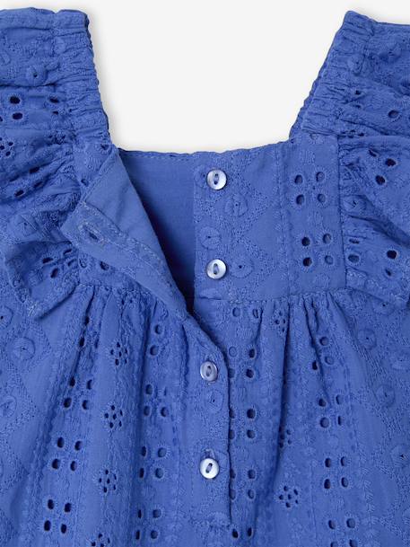 Girl's playsuit with embroidery electric blue+sweet pink - vertbaudet enfant 
