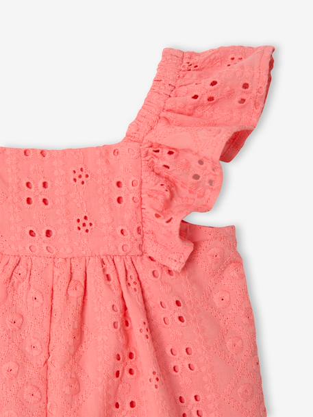 Girl's playsuit with embroidery electric blue+sweet pink - vertbaudet enfant 