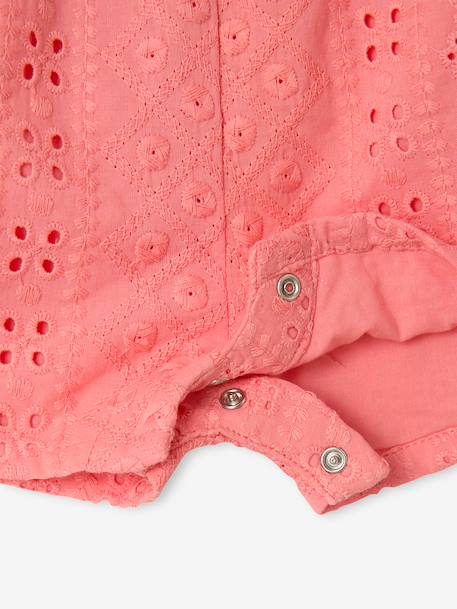 Girl's playsuit with embroidery electric blue+sweet pink - vertbaudet enfant 