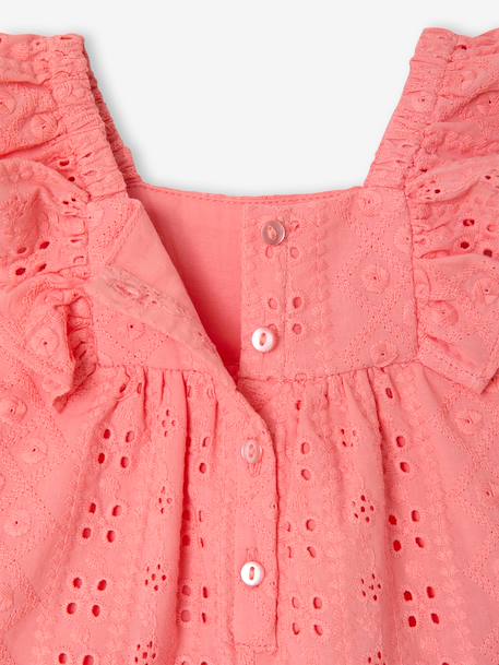 Girl's playsuit with embroidery electric blue+sweet pink - vertbaudet enfant 