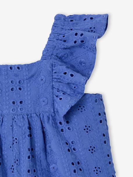 Girl's playsuit with embroidery electric blue+sweet pink - vertbaudet enfant 