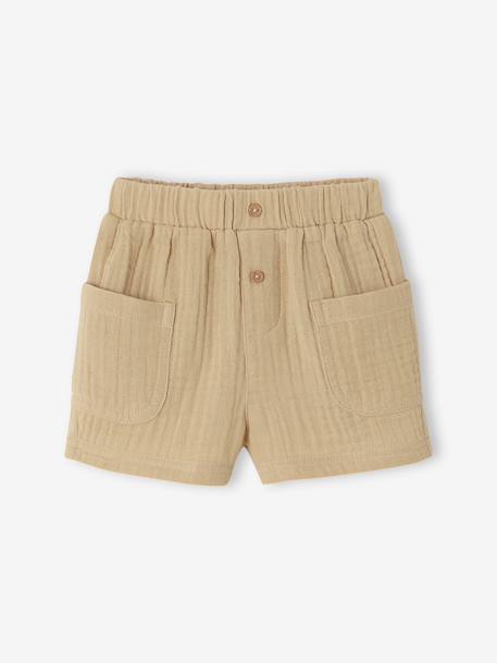 Cotton muslin short for babies orange+sandy beige - vertbaudet enfant 