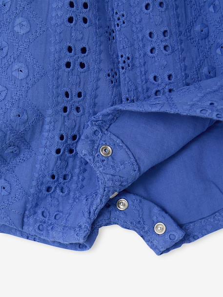 Girl's playsuit with embroidery electric blue+sweet pink - vertbaudet enfant 