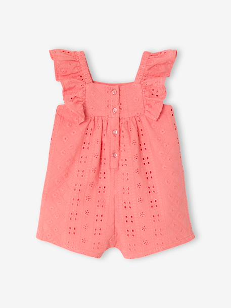 Girl's playsuit with embroidery electric blue+sweet pink - vertbaudet enfant 