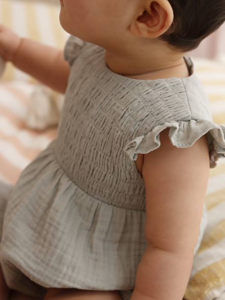 Cotton Gauze Romper for Girls sage green - vertbaudet enfant 