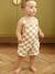 Salopette courte bébé molleton imprimé carreaux beige+rayé bleu - vertbaudet enfant 
