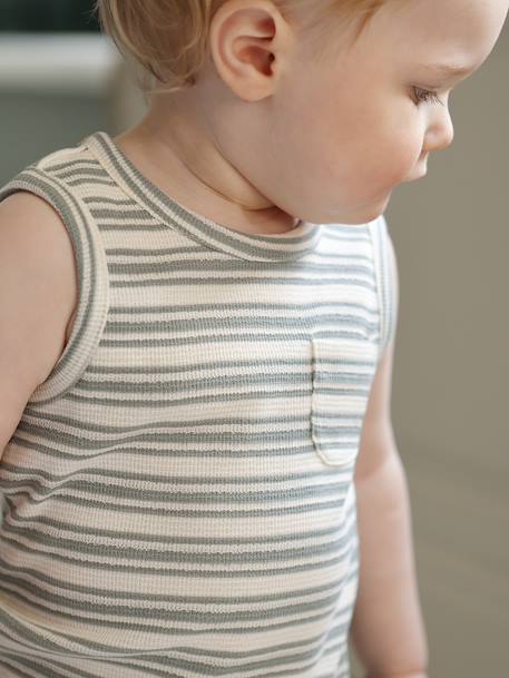 Striped organic cotton tank top for baby boys striped white - vertbaudet enfant 