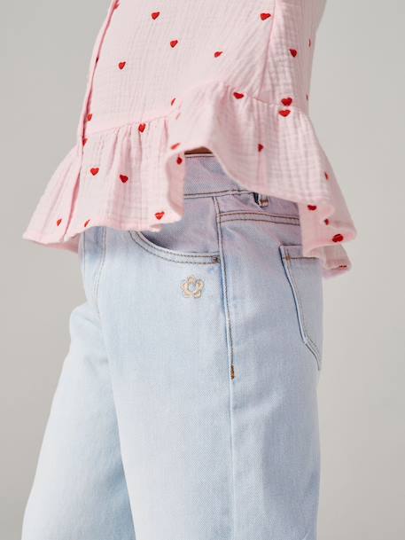 Jean fille large bleu moyen+denim black+denim bleached+denim brut+denim gris+stone - vertbaudet enfant 