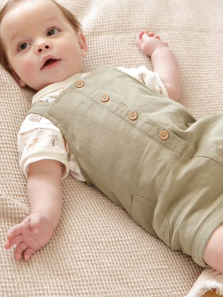 Boys' bodysuit and dungaree set khaki - vertbaudet enfant 