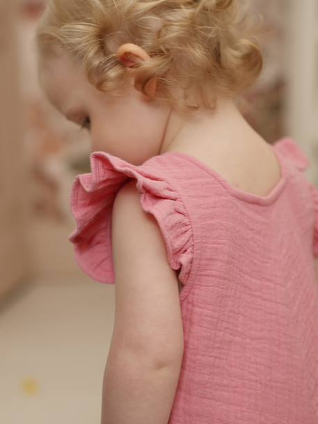 Girl's short jumpsuit rose - vertbaudet enfant 