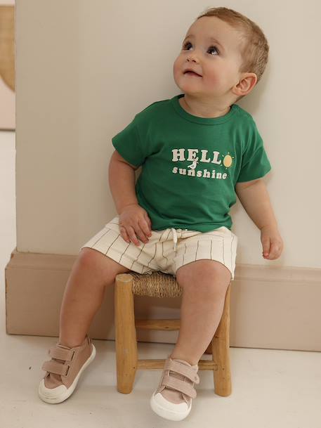 Baby boys' organic cotton shorts ecru - vertbaudet enfant 