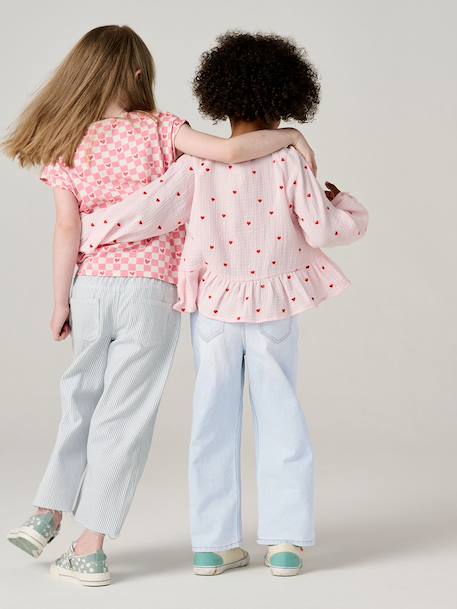 Wide Leg Jeans for Girls black denim+bleached denim+brut denim+denim grey+medium blue+stone - vertbaudet enfant 