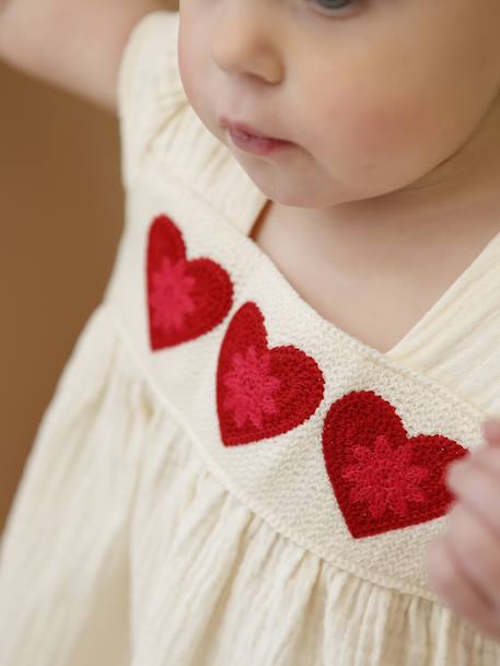 Crochet heart baby girl's dress ecru - vertbaudet enfant 