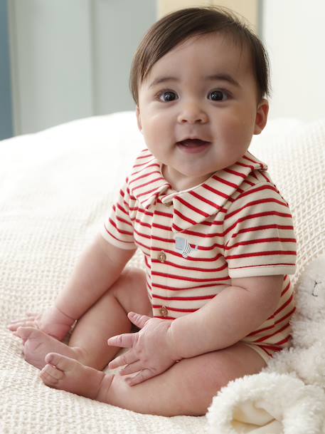 Combinaison naissance écru+rouge - vertbaudet enfant 