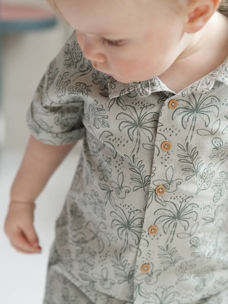 Baby boy shirt and short set sage green - vertbaudet enfant 
