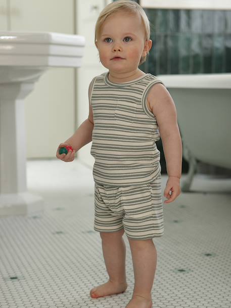 Striped organic cotton tank top for baby boys striped white - vertbaudet enfant 