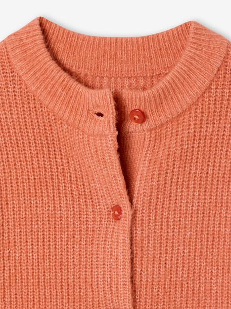 Girl's fine knit fluffy cardigan coral+marl grey+peony pink - vertbaudet enfant 