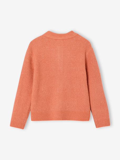 Girl's fine knit fluffy cardigan coral+marl grey+peony pink - vertbaudet enfant 
