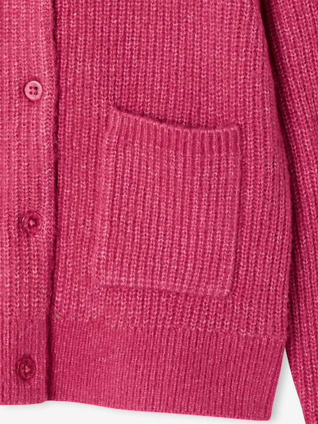 Girl's fine knit fluffy cardigan coral+marl grey+peony pink - vertbaudet enfant 