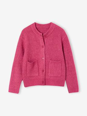 Girls-Cardigans, Jumpers & Sweatshirts-Cardigans-Girl's fine knit fluffy cardigan
