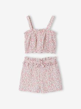 -Ensemble short fille gaze coton