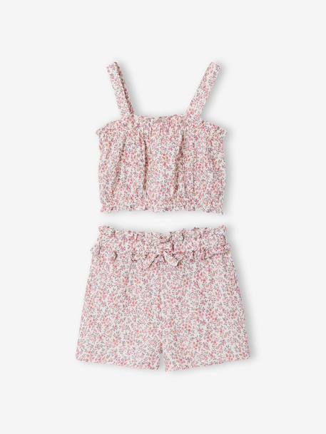 Floral short set for girls printed white - vertbaudet enfant 
