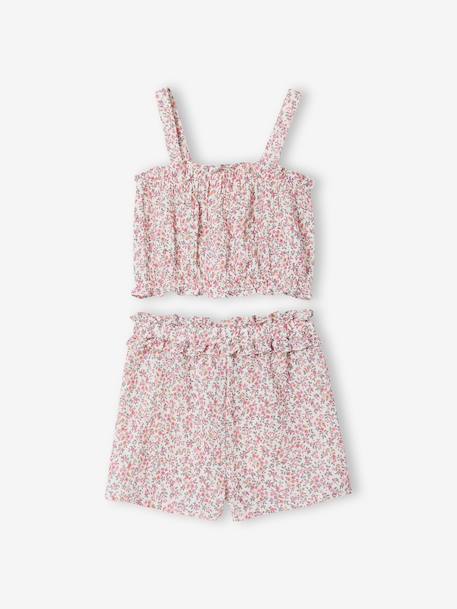Floral short set for girls printed white - vertbaudet enfant 