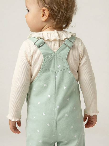 Baby dungaree and heart T-shirt set aqua green - vertbaudet enfant 