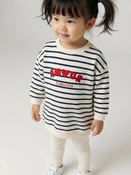 Customisable baby dress and leggings set striped navy blue - vertbaudet enfant 