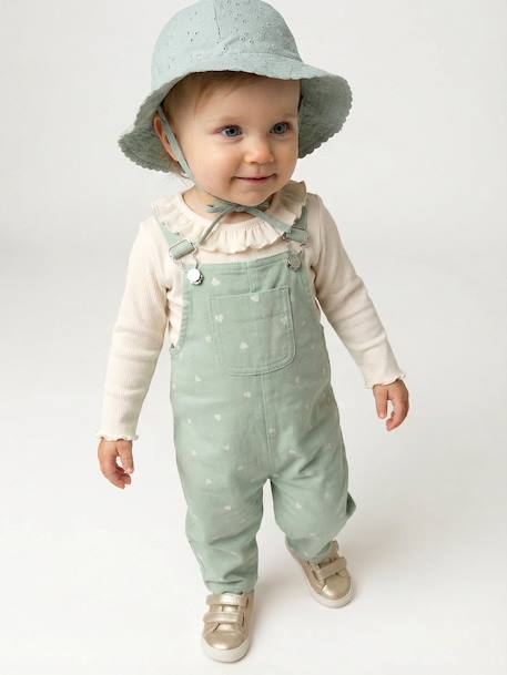 Baby dungaree and heart T-shirt set aqua green - vertbaudet enfant 