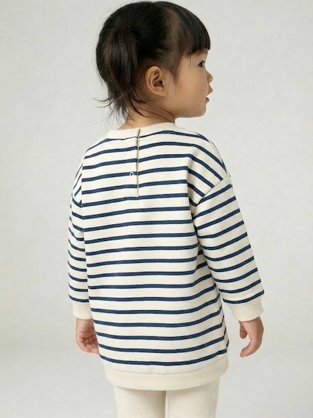 Customisable baby dress and leggings set striped navy blue - vertbaudet enfant 