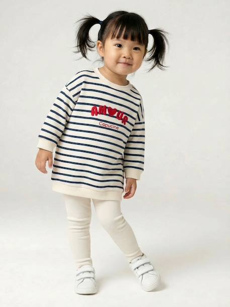 Customisable baby dress and leggings set striped navy blue - vertbaudet enfant 
