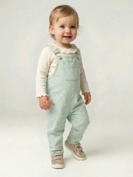 Baby dungaree and heart T-shirt set aqua green - vertbaudet enfant 