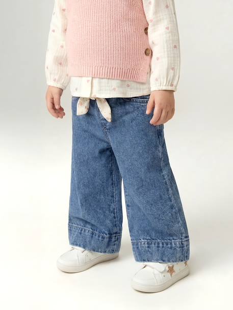 Wide Leg Trousers with Tie Belt for Babies double stone - vertbaudet enfant 